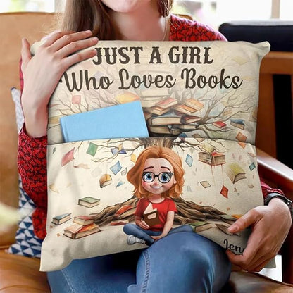 Personalized Pocket Pillow - Book Lover Gift, Reading Nook Accessory, Cozy Home Décor Idea - This is My Reading Pillow Book Tree
