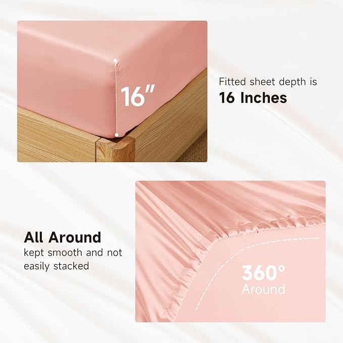 THXSILK Luxury Mulberry Silk Bed Sheets Set - 3pcs Silk Sheets Set 16" Deep Pocket - 1 Fitted Sheet, 1 Flat Sheet, 1 Pillowcase with Zipper Closure - Twin, Charming Pink
