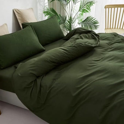 CLOTHKNOW Army Green California King Comforter Set Dark Green Bedding Comforter Sets Soft Hunter Comforter with 2 x Pillow Cases