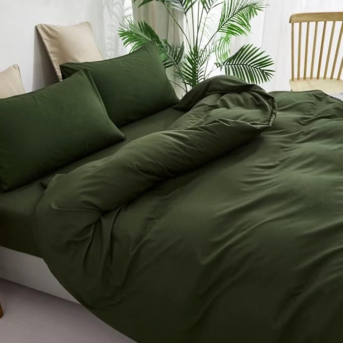 CLOTHKNOW Army Green Comforter Set King 3Pcs Dark Green Bedding Comforter Sets Olive Green Comforter King Hunter Green Comforter Soft Military Green Comforter Sets King