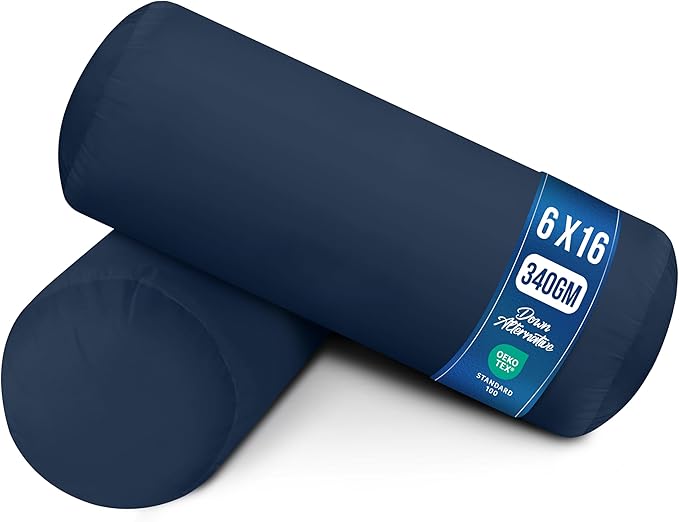 Utopia Bedding Bolster Pillows Insert (Pack of 2, Navy) - 6 x 16 Inches Bed and Couch Pillows - Indoor Decorative Pillows