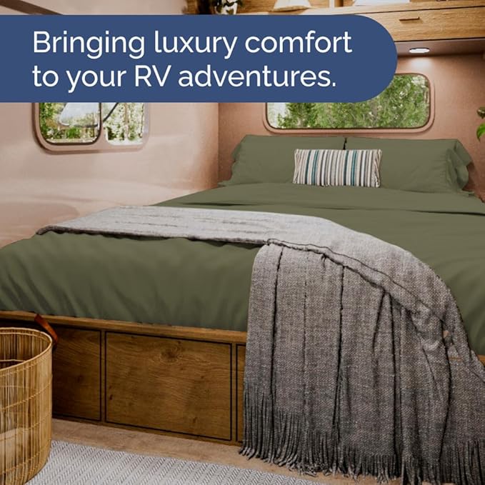 Short Queen RV Size 4 Piece Sheet Set - Comfy Breathable & Cooling Bed Sheets Set - Hotel Luxury Bedding for Women, Men, Kids, Teens, Boys & Girls - Deep Pockets & Ultra-Soft - Oeko-Tex - Sage Green