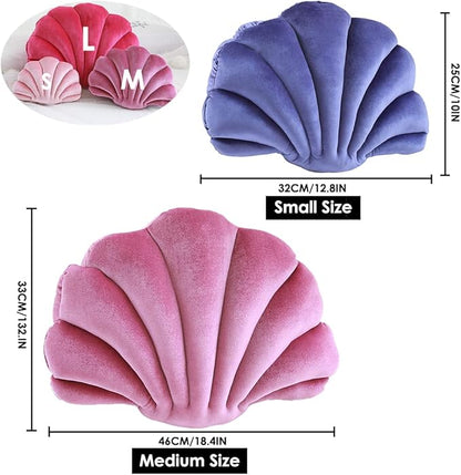 Patty Both Seashell Decorative Pillow Velvet Seashell Throw Pillow, Sea Shell Shaped Throw Pillow Decorative Pillows for Bed Couch Home Office Decor (Violet, Small)