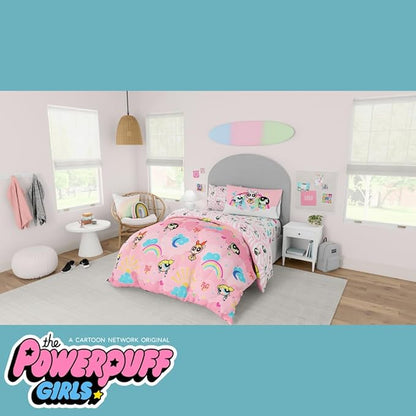 Franco Collectibles Powerpuff Girls Bedding 7 Piece Super Soft Comforter and Sheet Set with Sham, Queen, (100% Official Licensed Product)