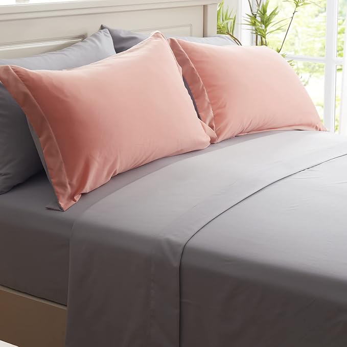 Anluoer King Size Bed in a Bag 7 Pieces, Pink Bed Comforter Set with Sheets, All Season Bedding Sets with 1 Comforter, 2 Pillow Shams, 2 Pillowcases, 1 Flat Sheet, 1 Fitted Sheet