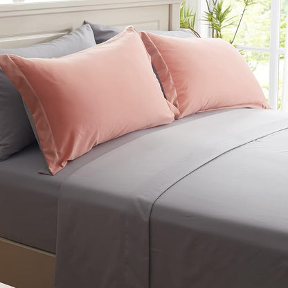 Anluoer King Size Bed in a Bag 7 Pieces, Pink Bed Comforter Set with Sheets, All Season Bedding Sets with 1 Comforter, 2 Pillow Shams, 2 Pillowcases, 1 Flat Sheet, 1 Fitted Sheet