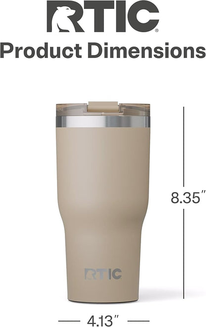RTIC 30oz Essential Tumbler with Lid, Ceramic Lined, Insulated, Stainless Steel, Metal, Double Wall Vacuum-Insulation, Travel Cup for Iced Coffee, Tea, Hot and Cold Drink, Beach