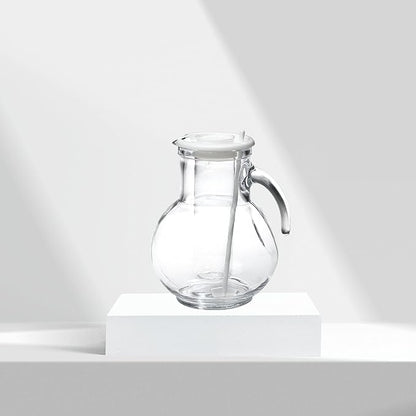 Bormioli Rocco Kufra 67.75 oz. Glass Jug with Ice Container, Stir Stick and Lid, White