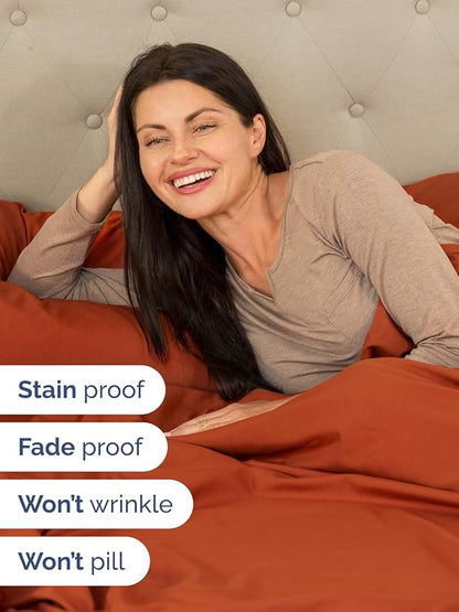 Extra Deep Split King Sheet Set - 7 Piece Breathable and Cooling Sheets - Hotel Luxury Bedding for Women, Men, Kids & Teens - Easy Secure Fit - Soft & Wrinkle Free - Extra Deep Pockets - Terracotta