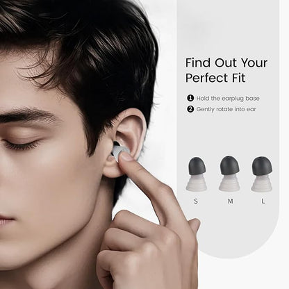 Zeroplus Cocoon EarPlugs - Ultra-Comfy Reusable Noise Reducing Earplugs 26dB NRR for Sleep,Deep Focus,Travel, Noise Sensitivity Hearing Protection Noise Reduction(Black)