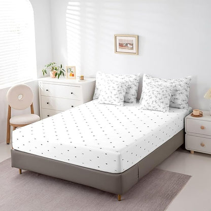 Feelyou Grey Bow Comforter Set with Sheets Full Size Kids Bowknot 7 Pieces Bedding Set for Boys Girls Teens Gift for Girls Women Bed in a Bag Breathable Princess Décor Bed Set