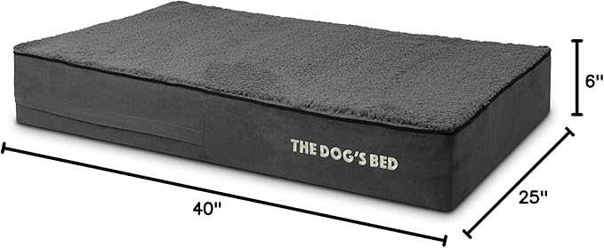 The Dog’s Bed Orthopedic Memory Foam Dog Bed Mattress, Plush Fabric, Grey Plush, L, 6-Inch