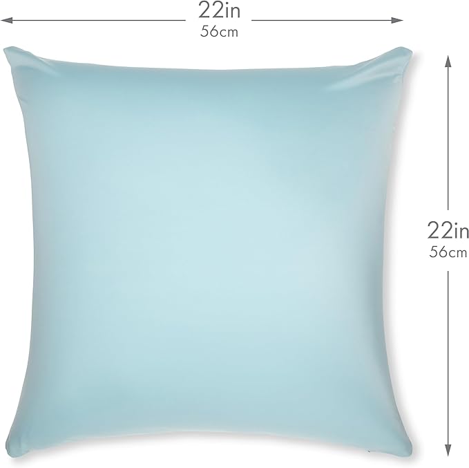 PILLOWY 22x22 Throw Pillowcase (Cover Only) -85/15 Nylon, Spandex -Luxurious, Silky, Stretchy & Soft - 1Pcs Solid Color -A Perfect Choice for Couch Chairs Sofa Bed Adult/Kids Bedroom, Sweat Baby Blue