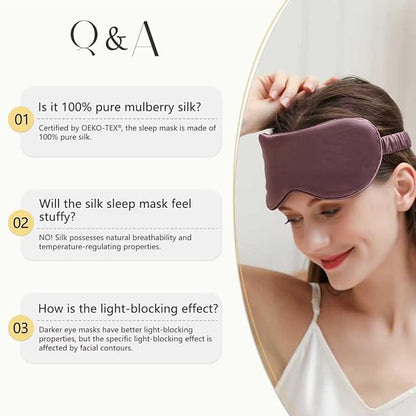 ZIMASILK Adjustable 100% 22 Momme Mulberry Silk Sleep Mask for Sleeping, Filled with Premium Mulberry Silk, Softest & Breathable Blackout Eye Sleeping Mask (Black)
