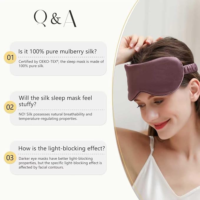 ZIMASILK Adjustable 100% 22 Momme Mulberry Silk Sleep Mask for Sleeping, Filled with Premium Mulberry Silk, Softest & Breathable Eye Sleeping Mask (Beige)
