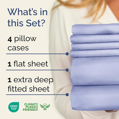 Extra Deep King Sheet Set - 6 Piece Breathable and Cooling Sheets - Hotel Luxury Bedding for Women, Men, Kids & Teens - Easy & Secure Fit - Soft, Wrinkle Free and Comfy - Extra Deep Pockets - Lavender