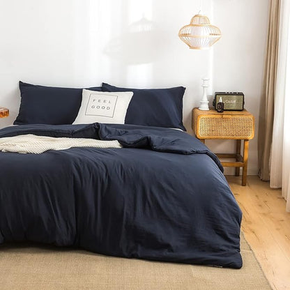 COTTEBED Sliky Soft Fluffy Bedding Comforters Sets for Twin Size Bed, Light Weight All Season Use,Made with Cozy Washable Cotton Microfiber Reversible Fabric,1 Comforter & 1 Pillow Sham,Navy Blue