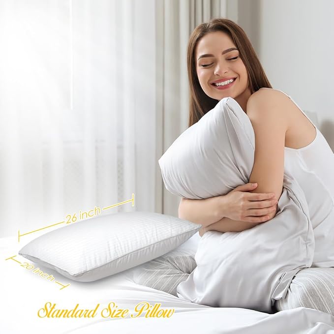 Premium Gel Pillow Loft (Pack of 2) Luxury Plush Soft Bed Pillows for Home + Hotel Collection [Good for Side and Back Sleeper] Cotton Cover Dust Resistant - Standard Size White