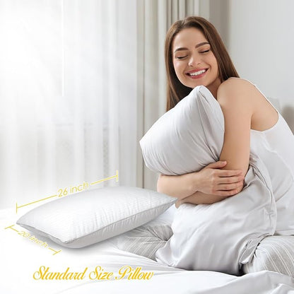 Premium Gel Pillow Loft (Pack of 2) Luxury Plush Soft Bed Pillows for Home + Hotel Collection [Good for Side and Back Sleeper] Cotton Cover Dust Resistant - Standard Size White