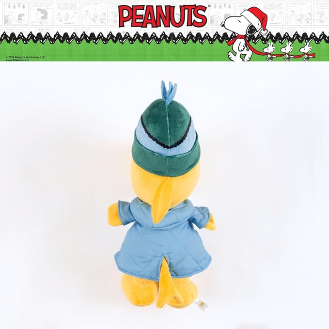 Peanuts Woodstock Winter Coat Holiday & Christmas Bedding Super Soft Plush Cuddle Pillow Buddy, (Officially Licensed Product) by Franco