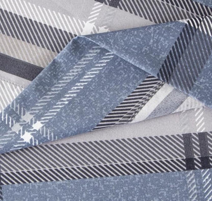 SDY 7PCS Twin Gingham Comforter and Sheet Set，Plaid Bedding Set with 1*Comforter,1* Flat Sheet, 1*Fitted Sheet,2*Pillowcases and 2*PillowcaseShams，Navy Blue Microfiber Bedding Sheet Sets