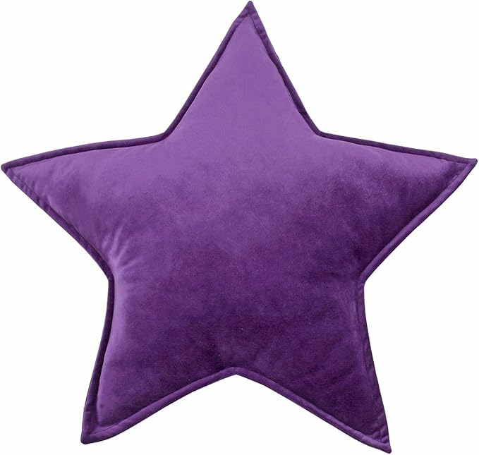 Moon Shaped Throw Pillow Star Couch Cushion Decorative Pillows Fluffy Velvet Stars Home Decor Plush for Bedroom (Star, Purple)