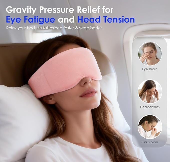 Weighted Eye Mask for Sleeping, Soft Minky Sleep Mask for Side Sleeper with Adjustable Buckle, 100% Blackout Design, Ideal for Meditation, Relaxation and Travel, Includes Storage Pouch (Pink)