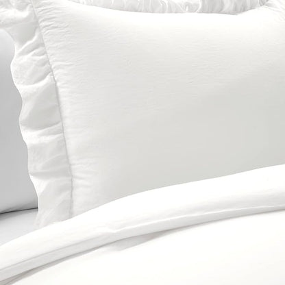 Lush Decor Reyna Ruffle Comforter Set - 2 Piece Twin Size Ruffle Comforter Set - Elegance for Dorm Room - Twin XL, Pure White