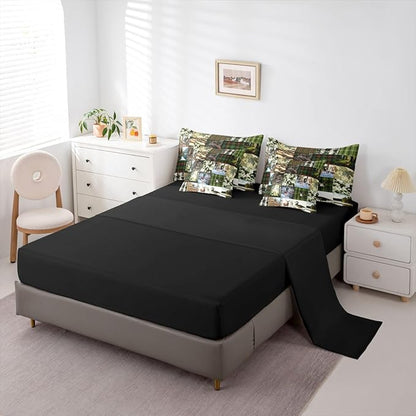 Erosebridal Cabin Rustic Comforter Set 7-Piece Bed in a Bag Twin | Deer Mallard Duck Bedding Sets Mens Camo Hunting Comforter and Sheet Set, Woodland Animals Farmhouse Room Decor,Country Decor