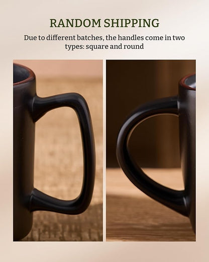 famiware Coffee Mugs Set of 6, Nebula 14oz Coffee Mugs, Ceramic Cup Set with Handle for Latte, Tea, Milk, Cappuccino, Cocoa, Matte Black