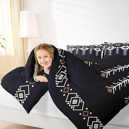 Erosebridal Rustic Western Twin Bedding Set, Boho Aztec Comforter Set for Kids Boys Teens Adult, Native Tribal Ethnic Duvet Insert Southwestern Farmhouse Geometric Down Comforter, 1 Pillow Case