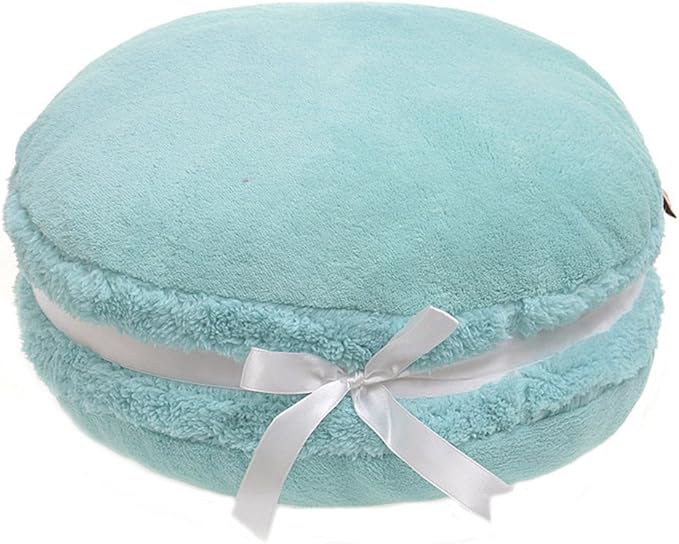 ChezMax Macaron Pillow Plush Back Bolster Cushion Microbead Throw Pillow Case Round Seat Cushion Home Decor Pillow for Sofa Bedroom Office Dormitory Car 14.5" Blue