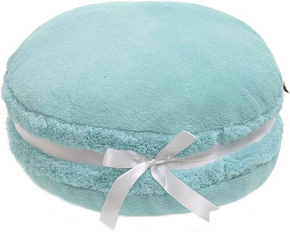 ChezMax Macaron Pillow Plush Back Bolster Cushion Microbead Throw Pillow Case Round Seat Cushion Home Decor Pillow for Sofa Bedroom Office Dormitory Car 14.5" Blue