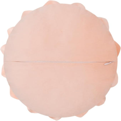 Decorative Throw Pillow 3D Flower Round Pillow Accent Handmade Cushion with Insert for Couch Bed Home Decor 14 Inch Peach Pink
