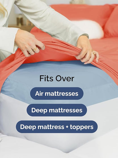 Extra Deep Cal King Sheet Set - 6 Piece Breathable and Cooling Sheets - Hotel Luxury Bedding for Women, Men, Kids & Teens - Easy Secure Fit - Soft, Wrinkle Free and Comfy - Extra Deep Pockets - Coral