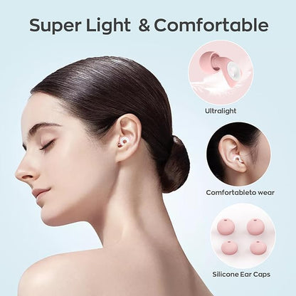 Dison Ear Plugs for Sleeping, Reusable Earplugs for Noise Reduction Silicone Hearing Protection Ear Plugs with 6 Ear Tips Pink