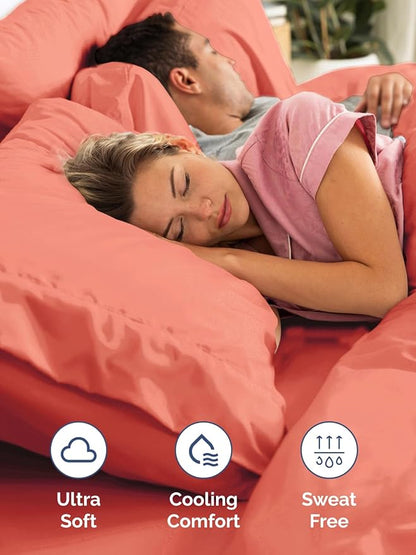 Extra Deep Twin XL Sheet Set - 4 Piece Breathable and Cooling Sheets - Hotel Luxury Bedding for Women, Men, Kids & Teens - Easy & Secure Fit - Soft, Wrinkle Free and Comfy - Extra Deep Pockets - Coral