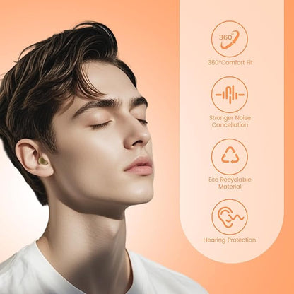 Zeroplus Cocoon EarPlugs - Ultra-Comfy Reusable Noise Reducing Earplugs 26dB NRR for Sleep,Deep Focus,Travel, Noise Sensitivity Hearing Protection Noise Reduction(Orange)
