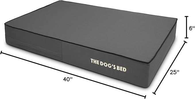 The Dog’s Bed Orthopedic Memory Foam Dog Bed Mattress, Oxford Fabric, Grey with Black Trim, L, 6-Inch