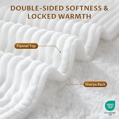 Reaks Electric Heated Blanket Twin, Silky Soft Flannel & Sherpa Twin Electric Blanket with 9 Heat Levels & 2-10 Hours Auto Off, Warm Gifts for Women Mom Grandma, ETL Certified (62x84 inches, White)