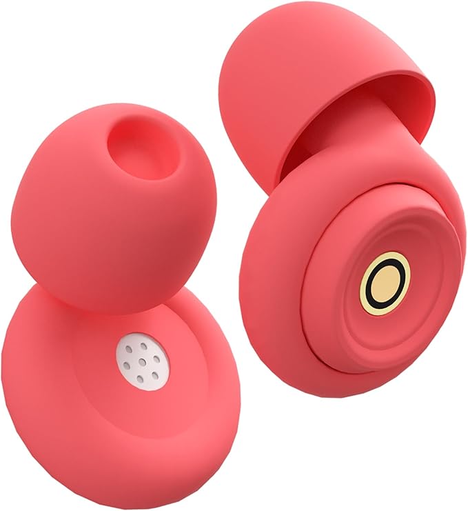 Ear Plugs for Sleeping Earplugs for Concerts Noise Cancelling Reusable Soft Silicone Noise Reduction Earbuds for Travel, Focus, Work 33-45dB Hearing Protection with 9 Ear Tips & Case (Red)