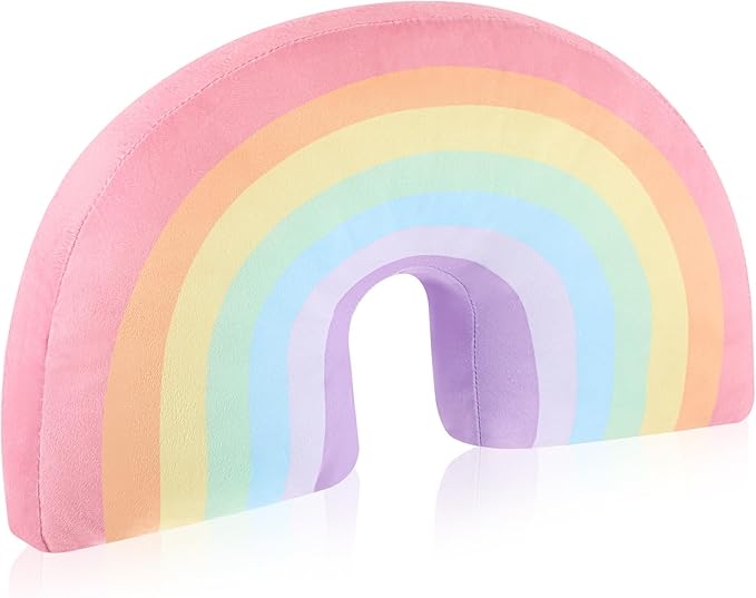 Chunful Rainbow Pillow for Girls Kids 13.8 x 8.7 x 4 Inch Plush Cute Rainbow Throw Pillow Arch Shaped Cushion Stuffed Decoration for Bed Chair Room Home Decor Easter Day(Macaron Colors,1 Pcs)