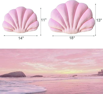 YRXRUS Seashell Pillow, Light Pink Shell Shaped Pillow, Outdoor Indoor Room Decor, Ocean Series Velvet Pillows, Throw Pillows for Patio, Bedroom Living Kids Room 3D Insert Pillow 18x13 Inch