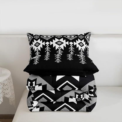 Erosebridal Western Aztec Bedding Set King Size for Boys, Boho Southwestern Comforter Set for Teens Adult Women American Native Down Comforter Vintage Ethnic Rustic Geometric Quilt, Black White