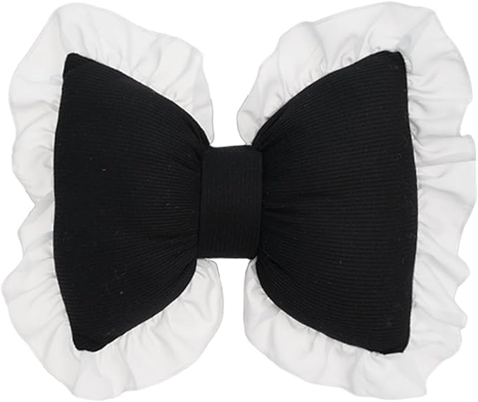 Bow Shaped Throw Pillow for Couch Ruffle Lace Decor Fluffy PP Cotton Filling Holiday Adds Elegance and Romance Pillow Bed Couch Car Seat Decoration Pillow Black