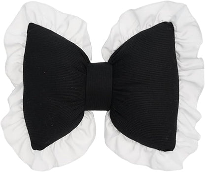 Bow Shaped Throw Pillow for Couch Ruffle Lace Decor Fluffy PP Cotton Filling Holiday Adds Elegance and Romance Pillow Bed Couch Car Seat Decoration Pillow Black
