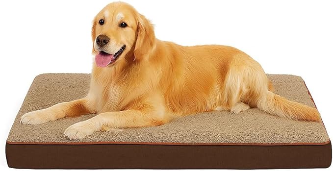Dog Bed with Waterproof Inner Liner, Removable Cover, Egg Crate Foam Dog Beds, Easy to Clean，36×26Inch，Khaki