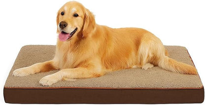 Dog Bed with Waterproof Inner Liner, Removable Cover, Egg Crate Foam Dog Beds, Easy to Clean，36×26Inch，Khaki