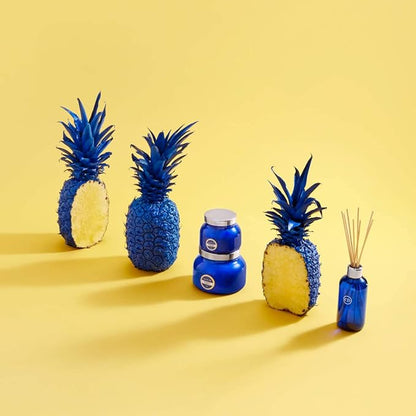 Capri Blue Pineapple Flower Reed Diffuser Set - Includes Reed Diffuser Sticks, Fragrance Oil, and Glass Bottle - Luxury Scented Room Fresheners - Cobalt Blue (8 fl oz)