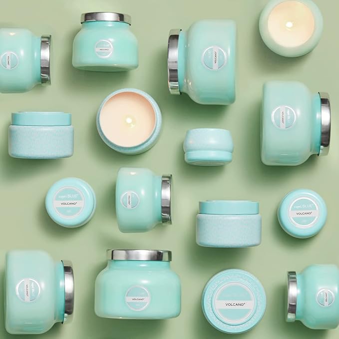 Capri Blue Volcano Scented Candles - Luxury Glass Jar Candles for Home Scented with Tropical Fruit & Sugared Citrus - Soy Wax Blend - Capri Blue Volcano - Aqua Color (19 oz)